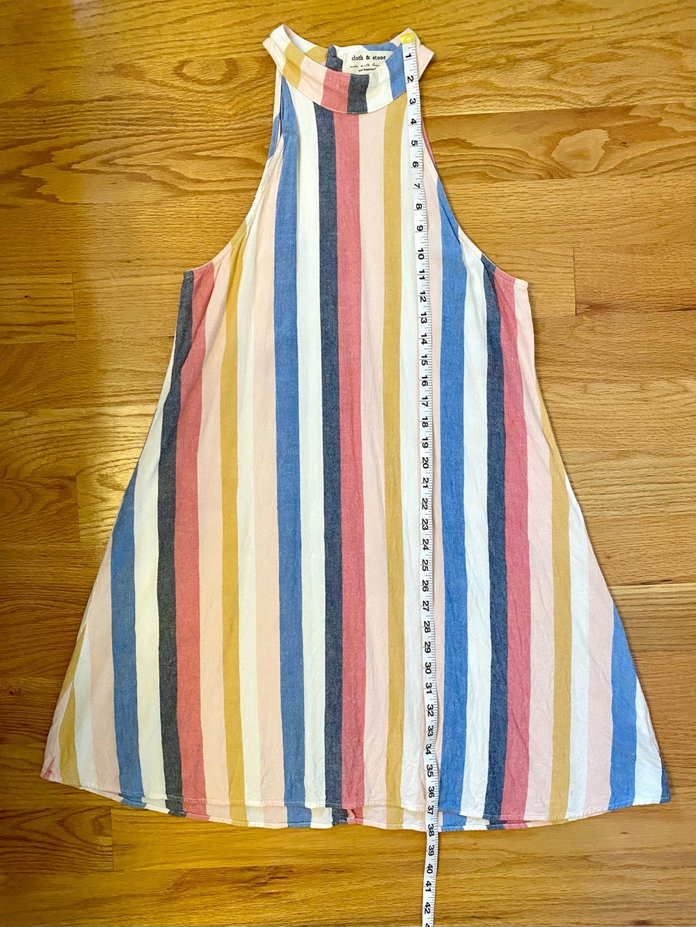 CLOTH & STONE ANTHROPOLOGIE striped linen blend halter dress - Picture 7 of 10